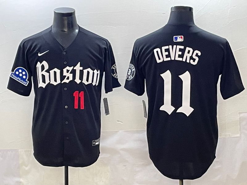 Men 2025 Boston Red Sox 11 Devers Black Five generations Joint Name Nike MLB Jersey style 8